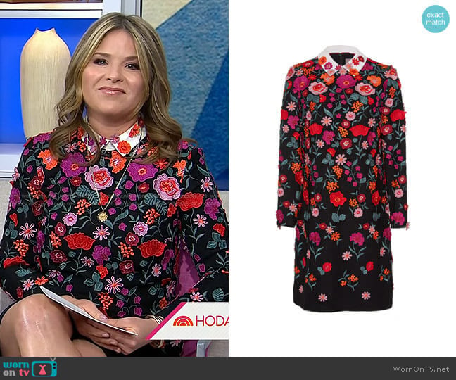 Lela Rose Long Sleeve Tunic Dress With Collar worn by Jenna Bush Hager on Today
