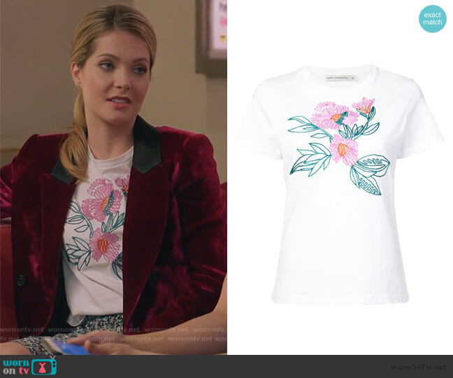 Mary Katrantzou Iven T-shirt worn by Sutton (Meghann Fahy) on The Bold Type