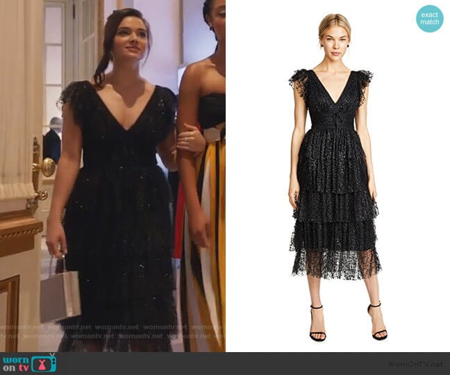 Marchesa Notte Flutter Sleeve Cocktail Dress worn by Jane Sloan (Katie Stevens) on The Bold Type