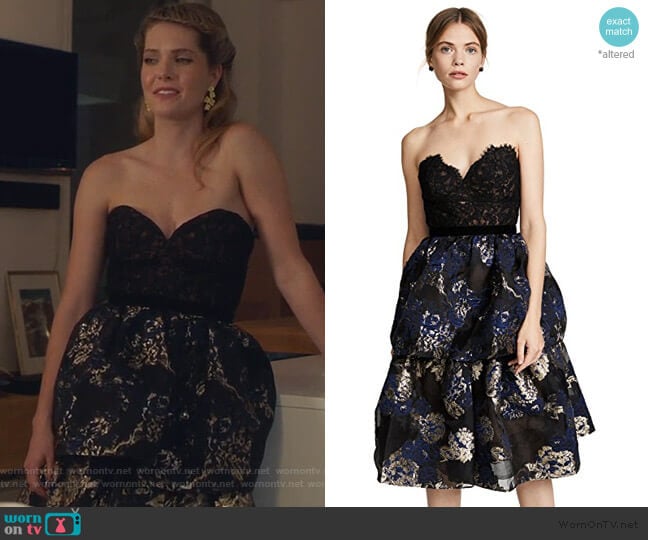 Marchesa Notte Two Tiered Cocktail Dress worn by Sutton (Meghann Fahy) on The Bold Type