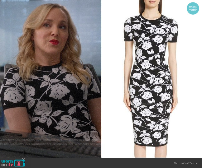 Michael Kors Stencil Rose Jacquard Dress worn by Marissa Morgan (Geneva Carr) on Bull