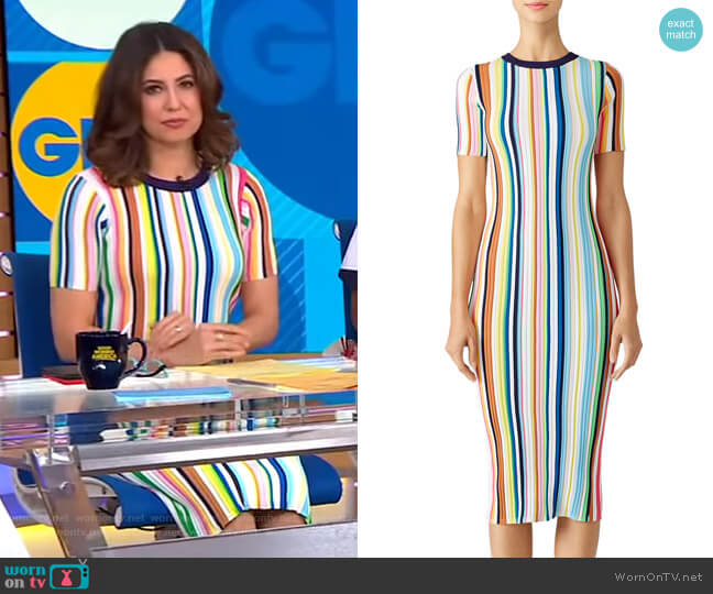 Milly Rainbow Stripe Knit Dress worn by Cecilia Vega on Good Morning America