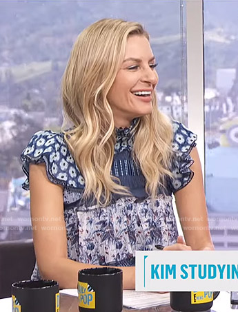 Morgan’s blue mixed print ruffled dress on E! News Daily Pop