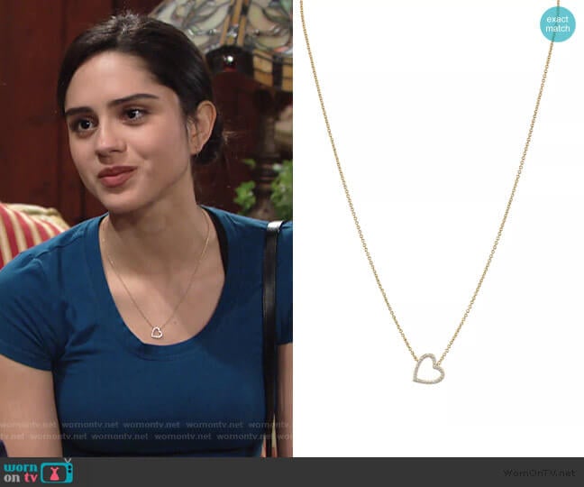 Nadri Cubic Zirconia Heart Pendant Necklace worn by Lola Rosales (Sasha Calle) on The Young and the Restless