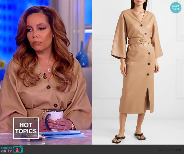 Nanushka Iben belted vegan leather dress worn by Sunny Hostin on The View