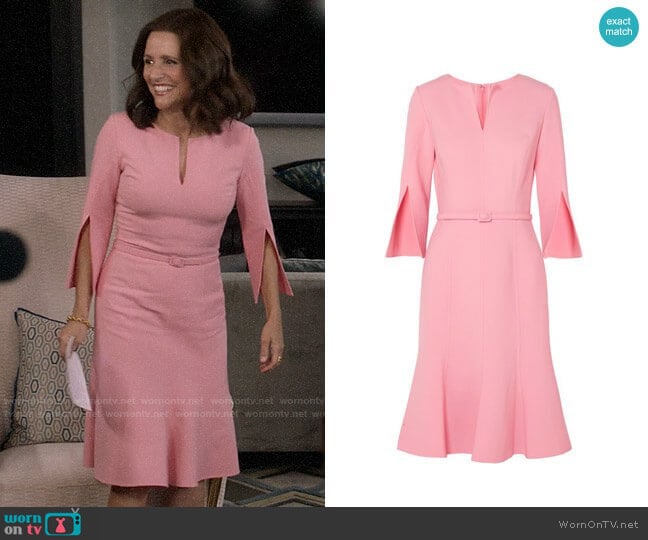 Oscar de la Renta Belted wool-blend dress worn by Selina Meyer (Julia Louis-Dreyfus) on Veep