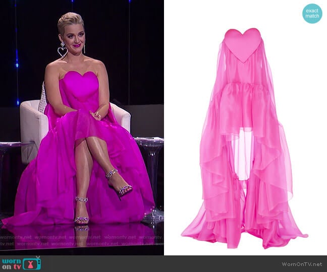 Paule Ka Heart-Detail Silk Organza Gown worn by Katy Perry on American Idol