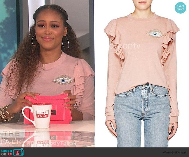 Vivetta Port Augusta Eye-Embellished Wool Sweater worn by Eve on The Talk