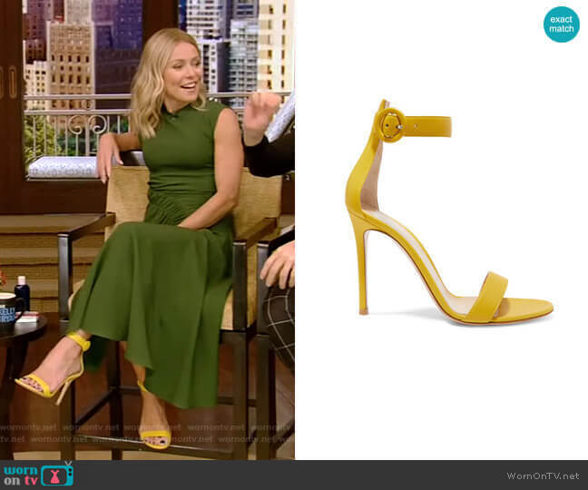 Gianvito Rossi Portofino Leather Sandals worn by Kelly Ripa on Live with Kelly and Mark