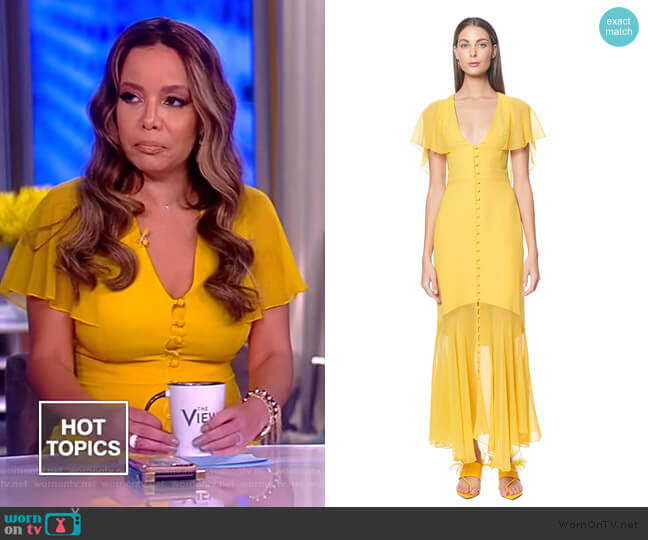 Prabal Gurung Victoria Flutter Sleeve V-neck Dress worn by Sunny Hostin on The View