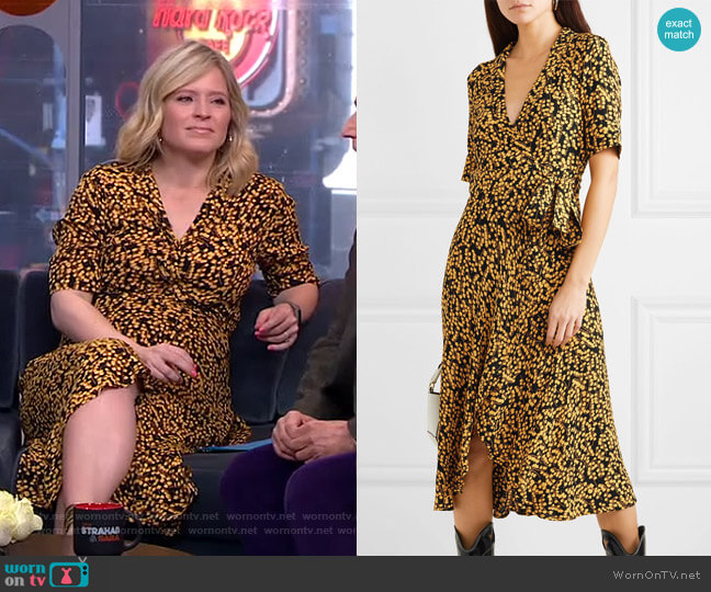 Ganni Printed Crepe Dress worn by Sara Haines on Good Morning America