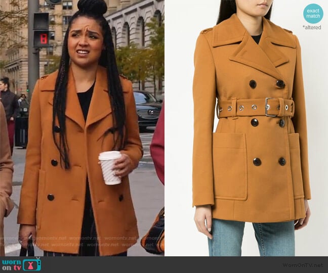 Proenza Schouler Double Breasted Belted Coat worn by Kat Edison (Aisha Dee) on The Bold Type