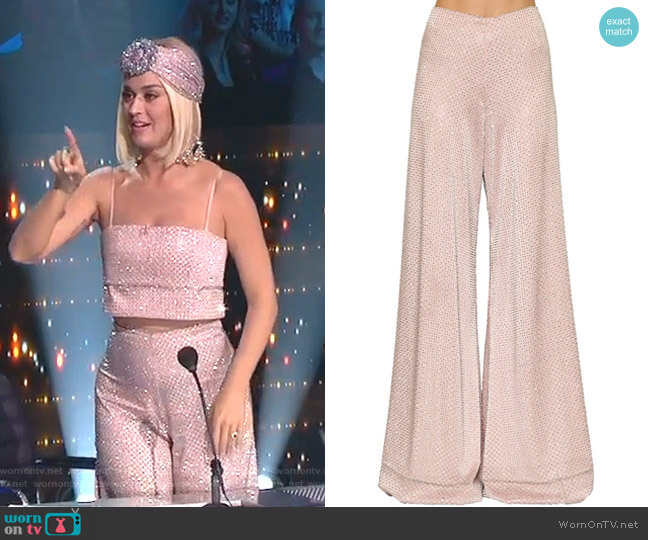 Raisa & Vanessa Embellished Shiny Palazzo Pants worn by Katy Perry on American Idol