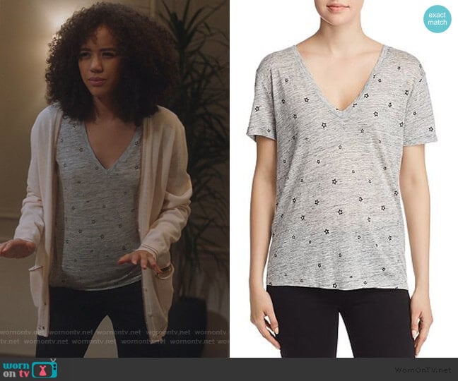 Rails Cara Star Print Tee worn by Allison Adams (Jasmin Savoy Brown) on For the People
