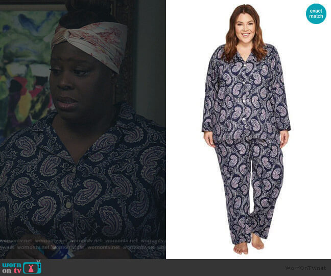 Ralph Lauren Notch Collar Print Pajama Set worn by Ruby Hill (Retta) on Good Girls