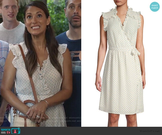 Rebecca Taylor Ikat Sleeveless Polka Dot Wrap Dress worn by Colleen Brandon-Ortega (Angelique Cabral) on Life in Pieces
