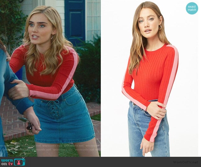 Forever 21 Ribbed Mock Neck Top worn by Taylor Otto (Meg Donnelly) on American Housewife