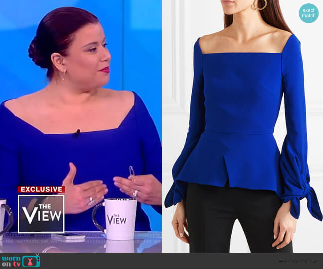 Roland Mouret Wicklow crepe peplum top worn by Ana Navarro on The View
