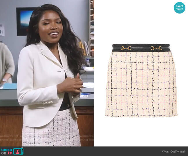 Gucci Romantic Tweed Mini Skirt worn by Alexandra Crane (Ryan Destiny) on Star