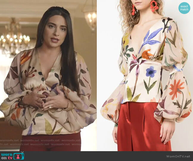 Silvia Tcherassi Corinilla Blouse worn by Cristal Jennings (Daniella Alonso) on Dynasty