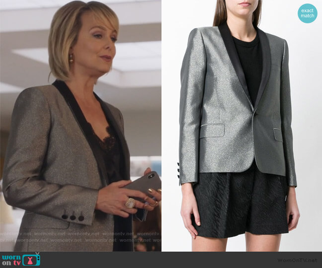 Saint Laurent Metallic Fitted Blazer worn by Jacqueline (Melora Hardin) on The Bold Type