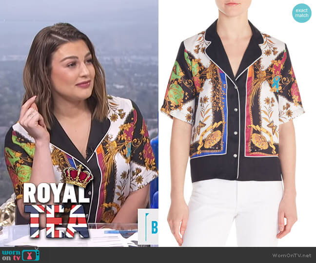 Sandro Maxence Scarf Print Pajama Shirt worn by Carissa Loethen Culiner on E! News