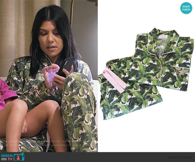 Sant and Abel Long Sleeve MArtinique PJ Set worn by Kourtney Kardashian on Keeping Up with the Kardashians