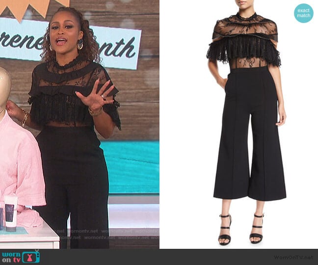 Self Portrait Fine Lace Wide-Leg Jumpsuit worn by Eve on The Talk