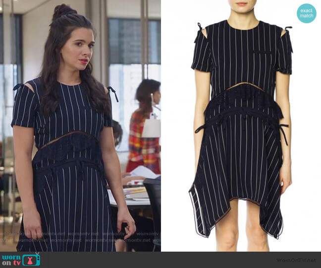 Self Portrait Navy Striped Handkerchief Dress worn by Jane Sloan (Katie Stevens) on The Bold Type