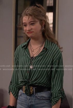 Shannon’s green striped shirt on Fam