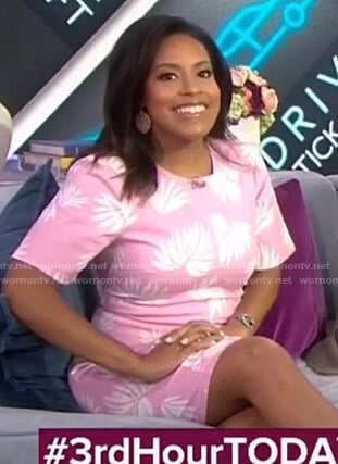 Sheinelle’s pink leaf print mini dress on Today
