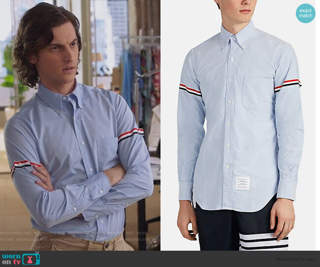 Thom Browne Tricolor-Band Cotton Oxford Cloth Button-Down Shirt