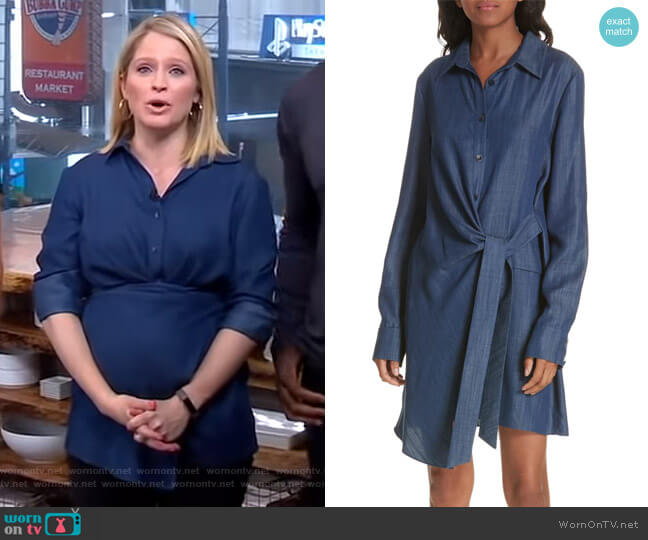 Tibi Side Tie Chambray Shirtdress worn by Sara Haines on Good Morning America