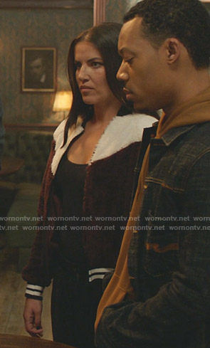 Tina’s colorblock bomber jacket on Whiskey Cavalier