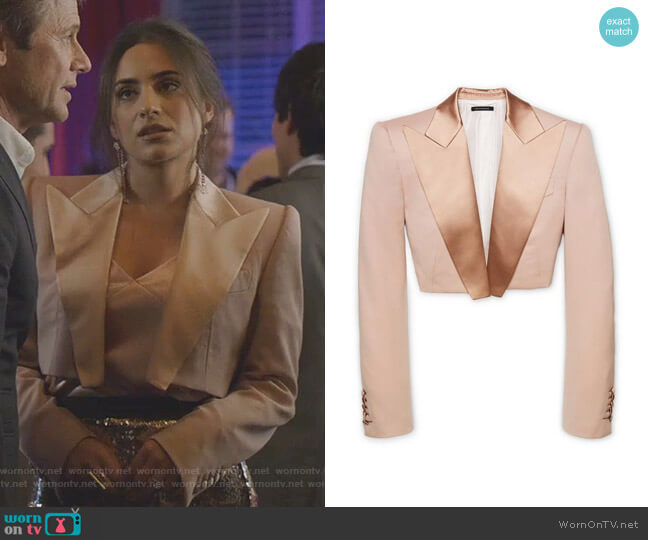 Tom Ford Cropped Tuxedo Jacket worn by Cristal Jennings (Daniella Alonso) on Dynasty