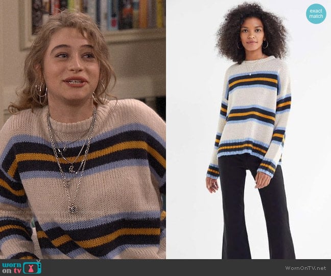 Urban Outfitters Bobby Boyfriend Striped Crew-neck Sweater worn by Shannon (Odessa Adlon) on Fam