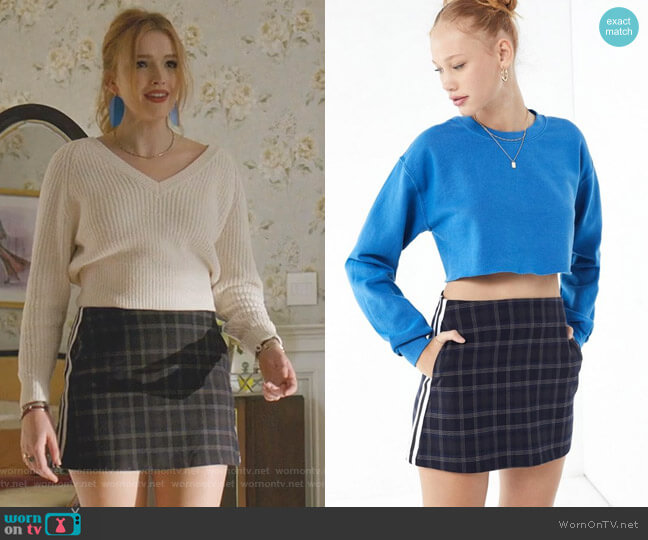 Urban Outfitters Trevor Plaid Side Stripe Mini Skirt worn by Kirby Anders (Maddison Brown) on Dynasty