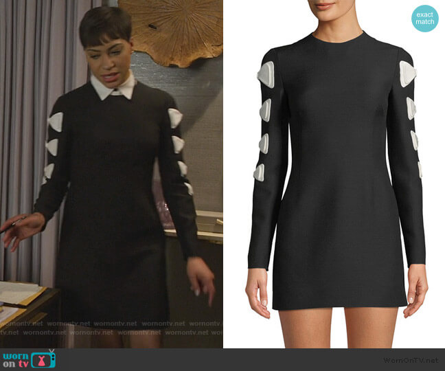 Valentino Crewneck Long-Sleeve Fitted Dress w/ Bow Detail worn by Lucca Quinn (Cush Jumbo) on The Good Fight