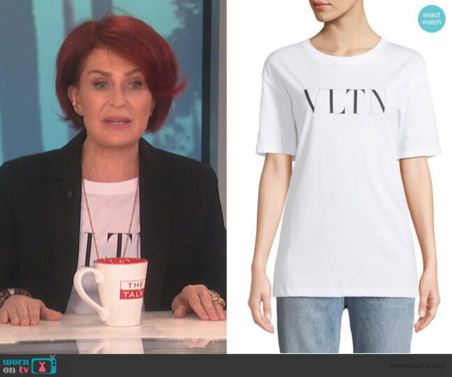 Valentino VLTN Logo Cotton Jersey T-Shirt worn by Sharon Osbourne on The Talk