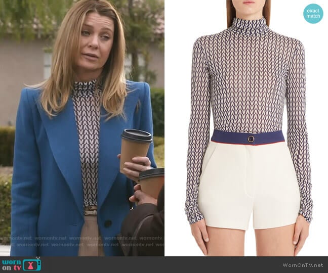 Valentino V-Print Jersey Top worn by Meredith Grey (Ellen Pompeo) on Greys Anatomy