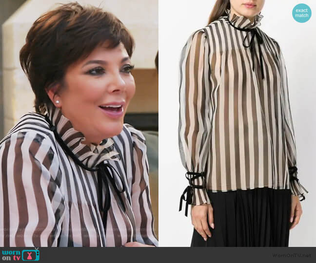 Valentino Striped Blouse worn by Kris Jenner on Keeping Up with the Kardashians