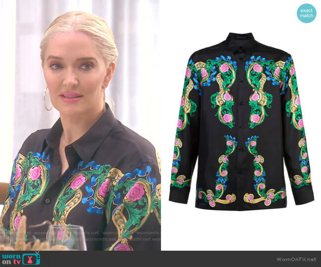 Versace Floral-Print Shirt worn by Erika Jayne on The Real Housewives of Beverly Hills