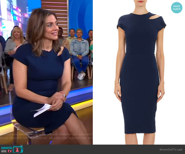 Victoria Beckham Cutout-Shoulder Sheath Dress worn by Paula Faris on Good Morning America