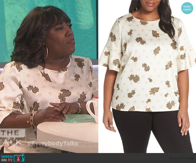 Vince Camuto Paisley Elbow Sleeve Top worn by Sheryl Underwood on The Talk