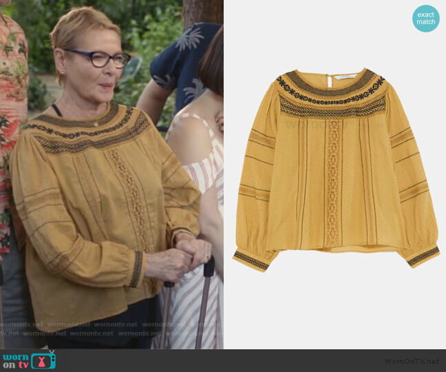 Zara Embroidered Blouse worn by Joan Short (Dianne Wiest) on Life in Pieces