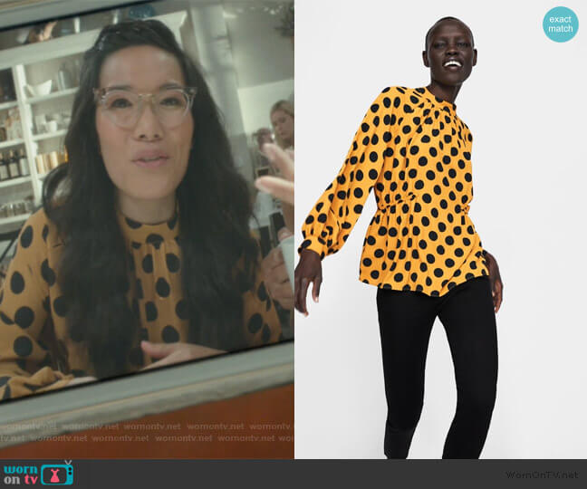 Zara Polka Dot Blouse worn by Doris (Ali Wong) on American Housewife