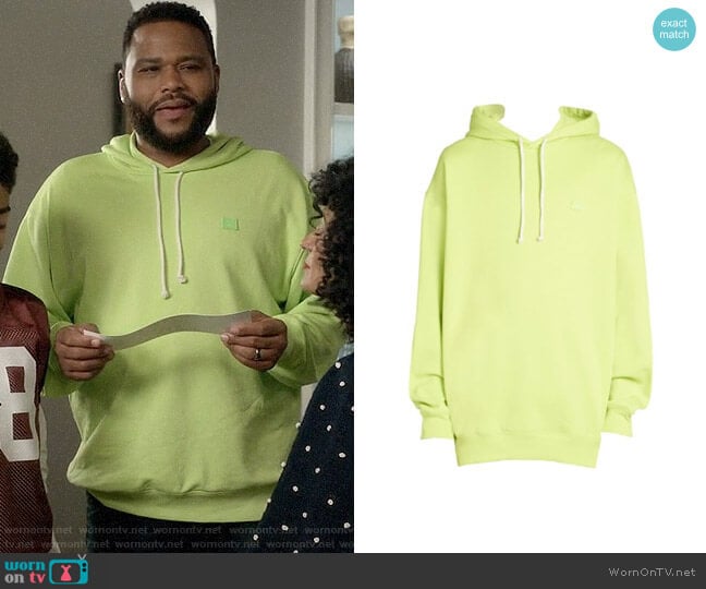 Acne Studios Farrin Face Hoodie in Lime Green worn by Andre Johnson (Anthony Anderson) on Black-ish