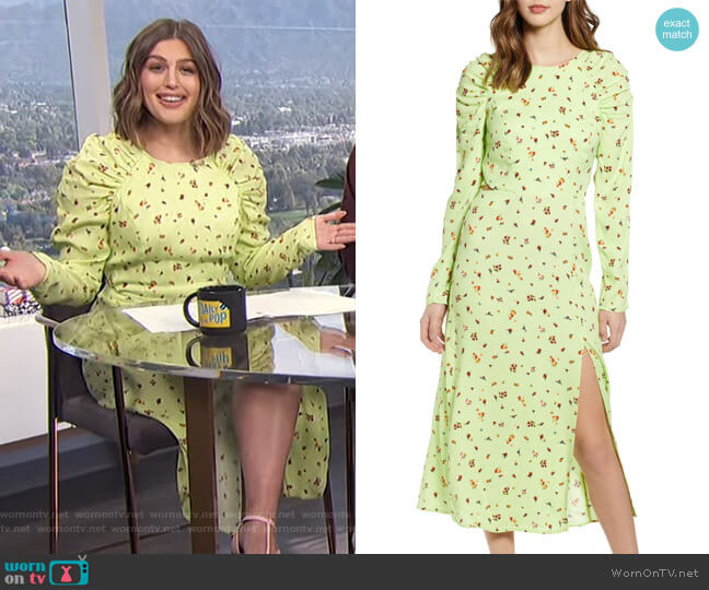 AFRM Kiah Lattice Back Midi Dress worn by Carissa Loethen Culiner on E! News
