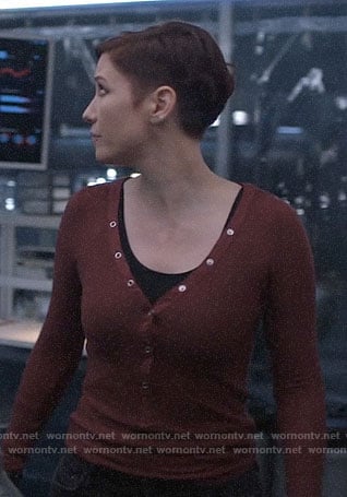 Alex’s red henley tee on Supergirl