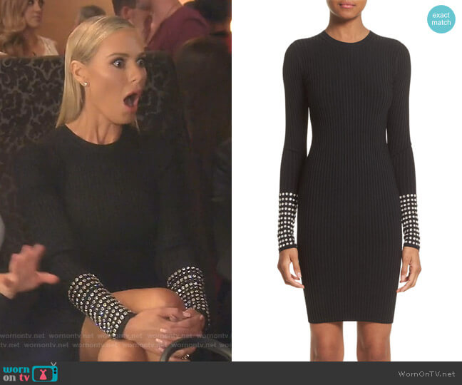 Alexander Wang Crystal Cuff Rib Knit Dress worn by Dorit Kemsley on The Real Housewives of Beverly Hills